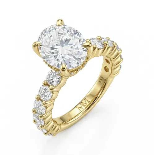 Majestica - Ovaal Moissanite Ring met Zijstenen