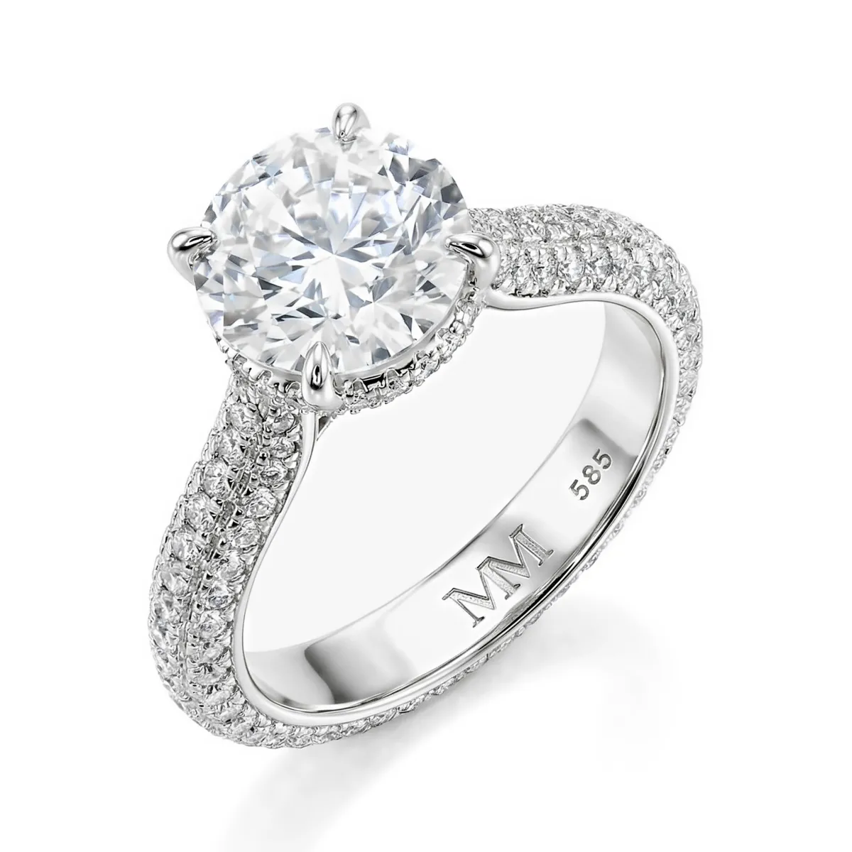 Cassiane - Moissanite Verlovingsring met Pavé-gezette Accentstenen