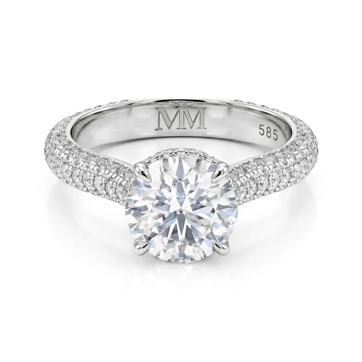 Cassiane - Moissanite Verlovingsring met Pavé-gezette Accentstenen