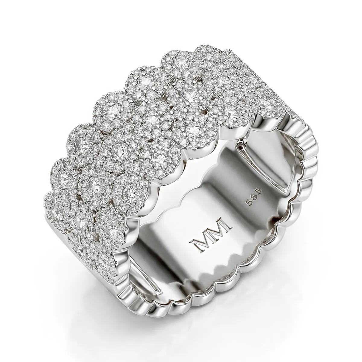 Cresta - Brede Pavé Gezette Moissanite Verlovingsring