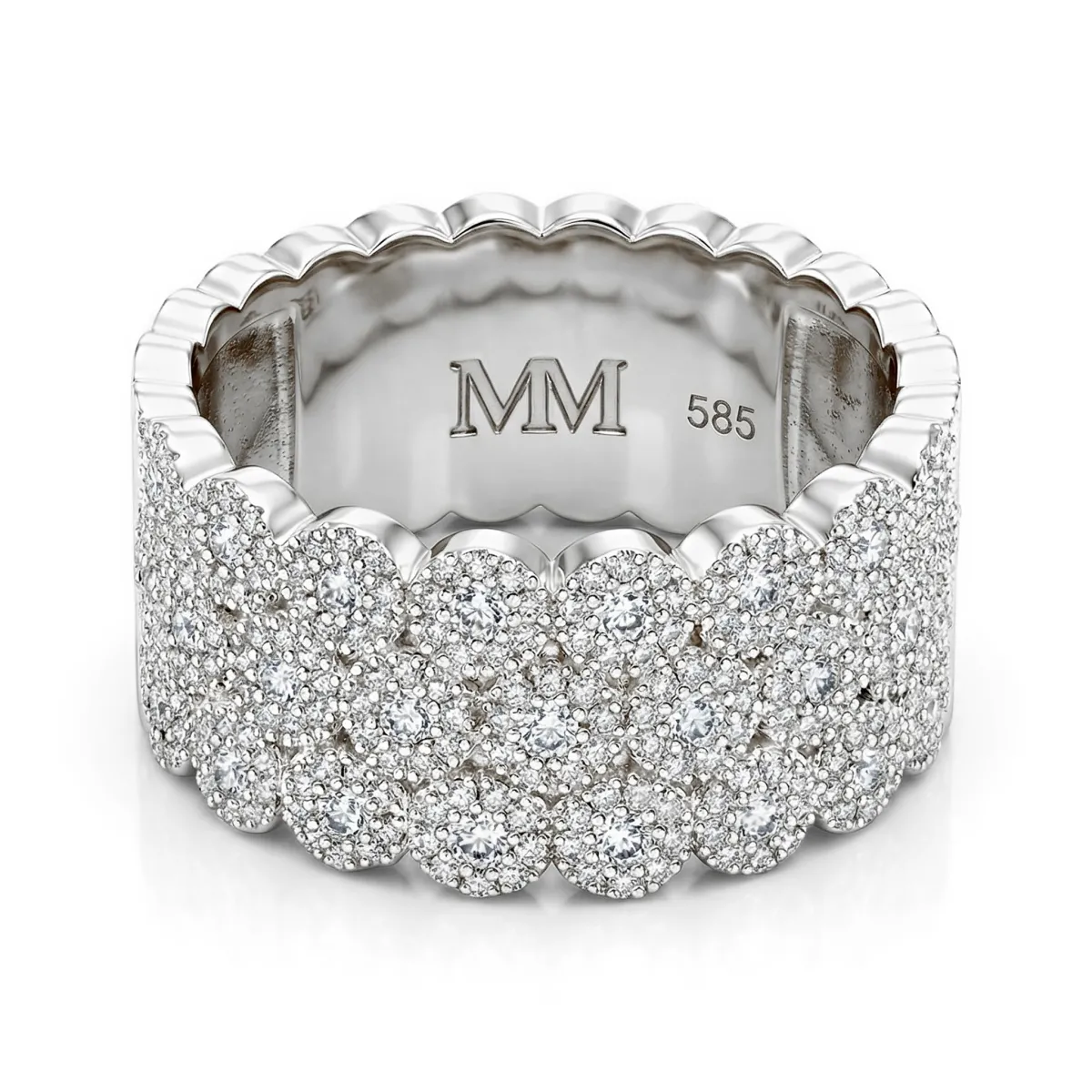 Cresta - Brede Pavé Gezette Moissanite Verlovingsring