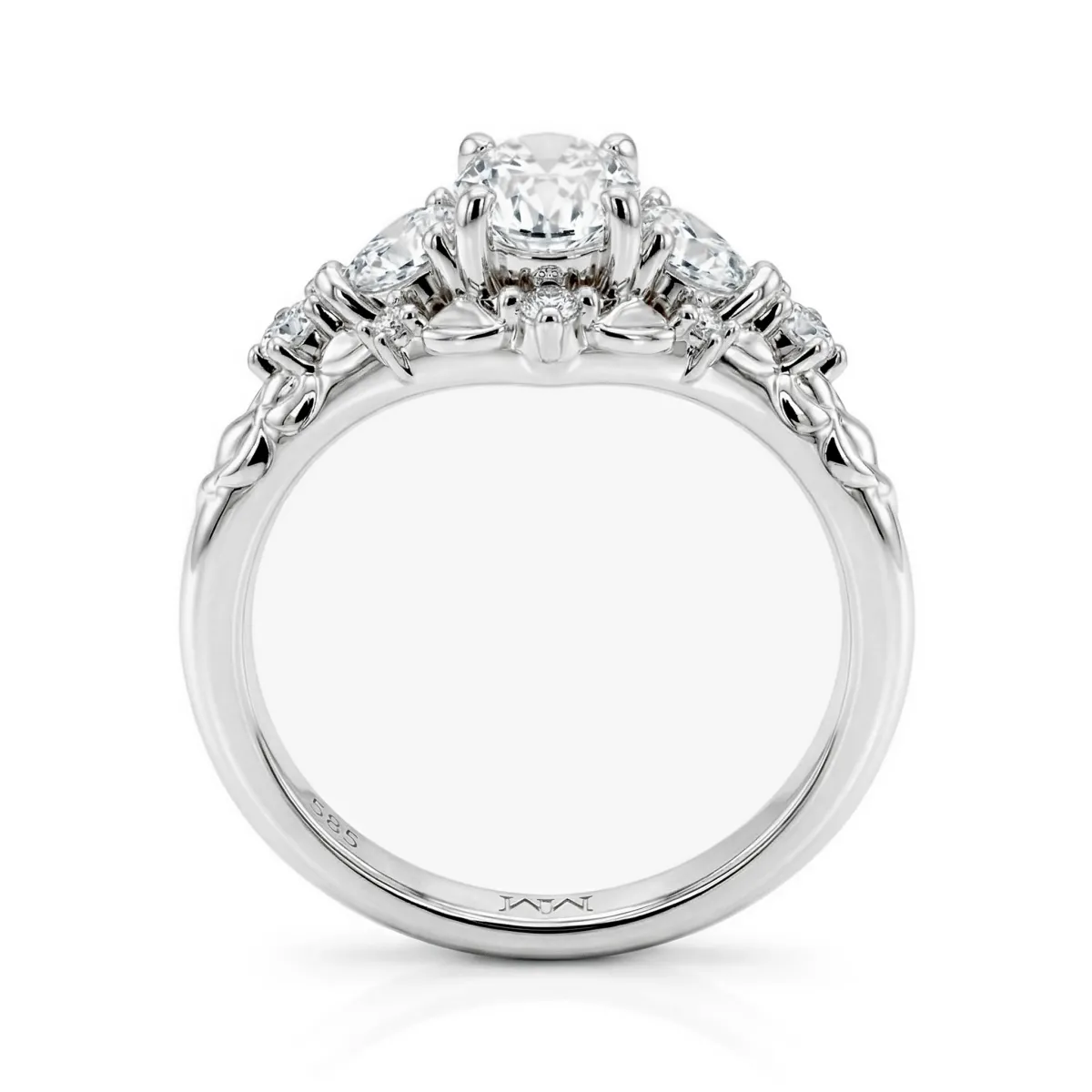 Gardenia - Ovaal Moissanite Verlovingsring Met Hart En Ronde Accenten