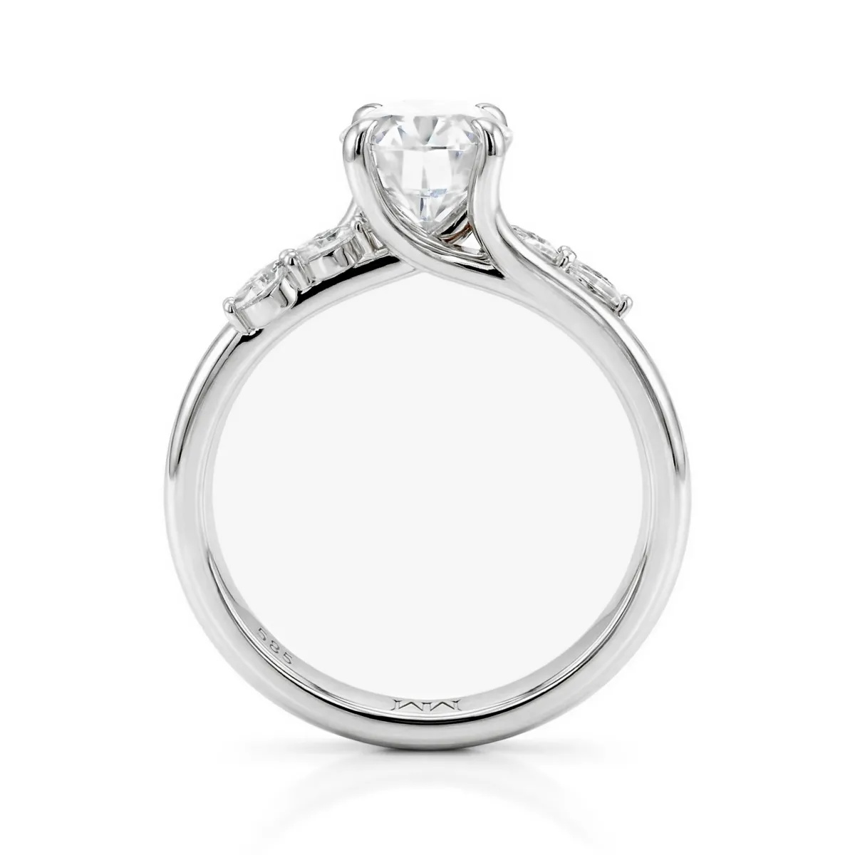 Viviette - Ovaal Geslepen Moissanite Verlovingsring met Marquise Accenten