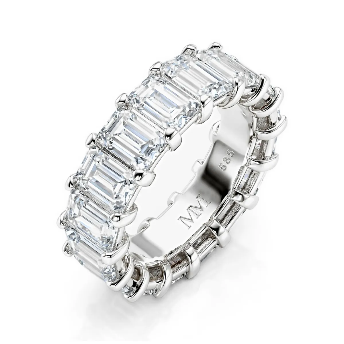 Eterna - Smaragd Geslepen Moissanite Eternity Ring