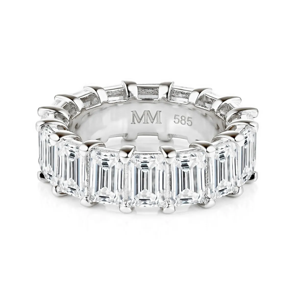 Eterna - Smaragd Geslepen Moissanite Eternity Ring