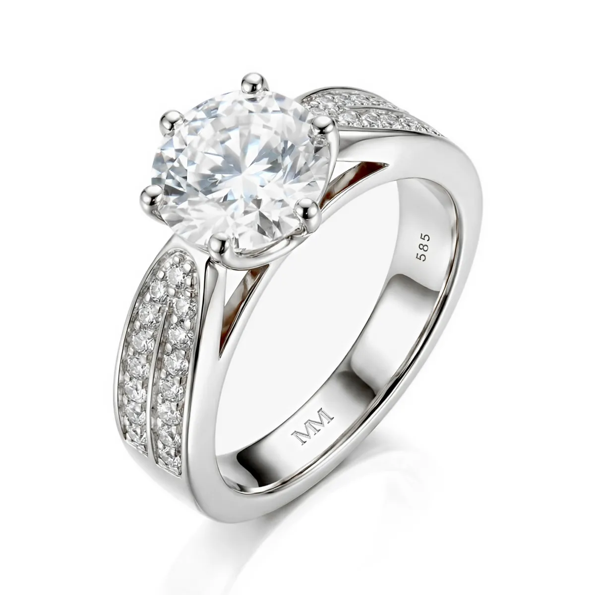 Sylphie - Moissanite Verlovingsring Met Dubbele Zijstenen