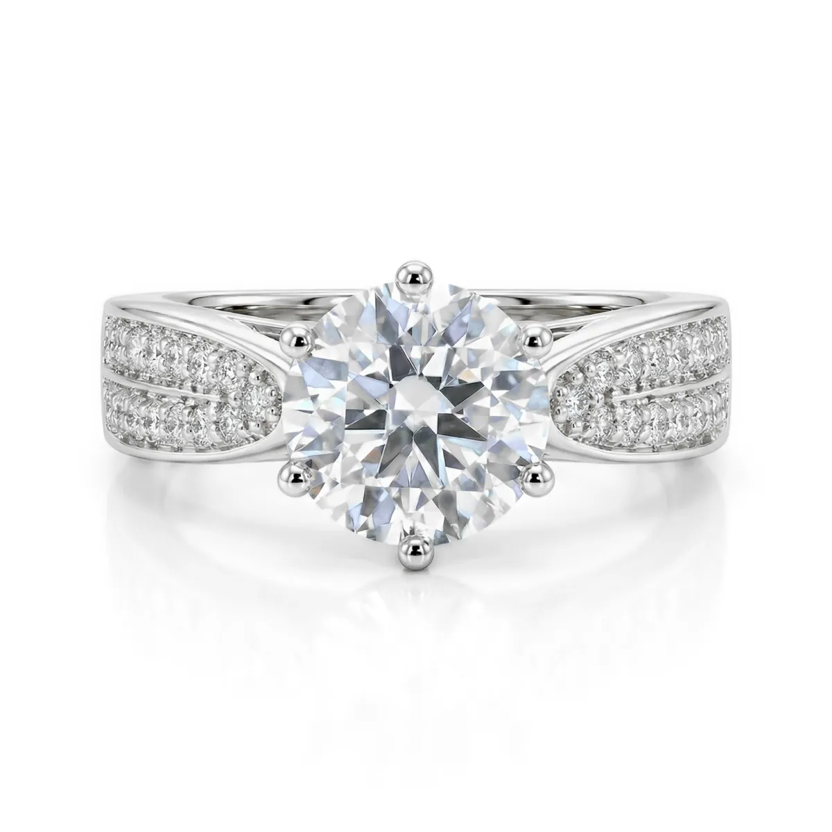 Sylphie - Moissanite Verlovingsring Met Dubbele Zijstenen