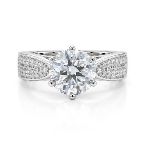 Sylphie – Moissanite Engagement Ring with Double Side Stones