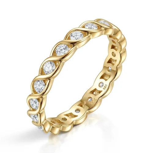 Celestine - Gedraaide Moissanite Eternity Ring in Bezelzetting