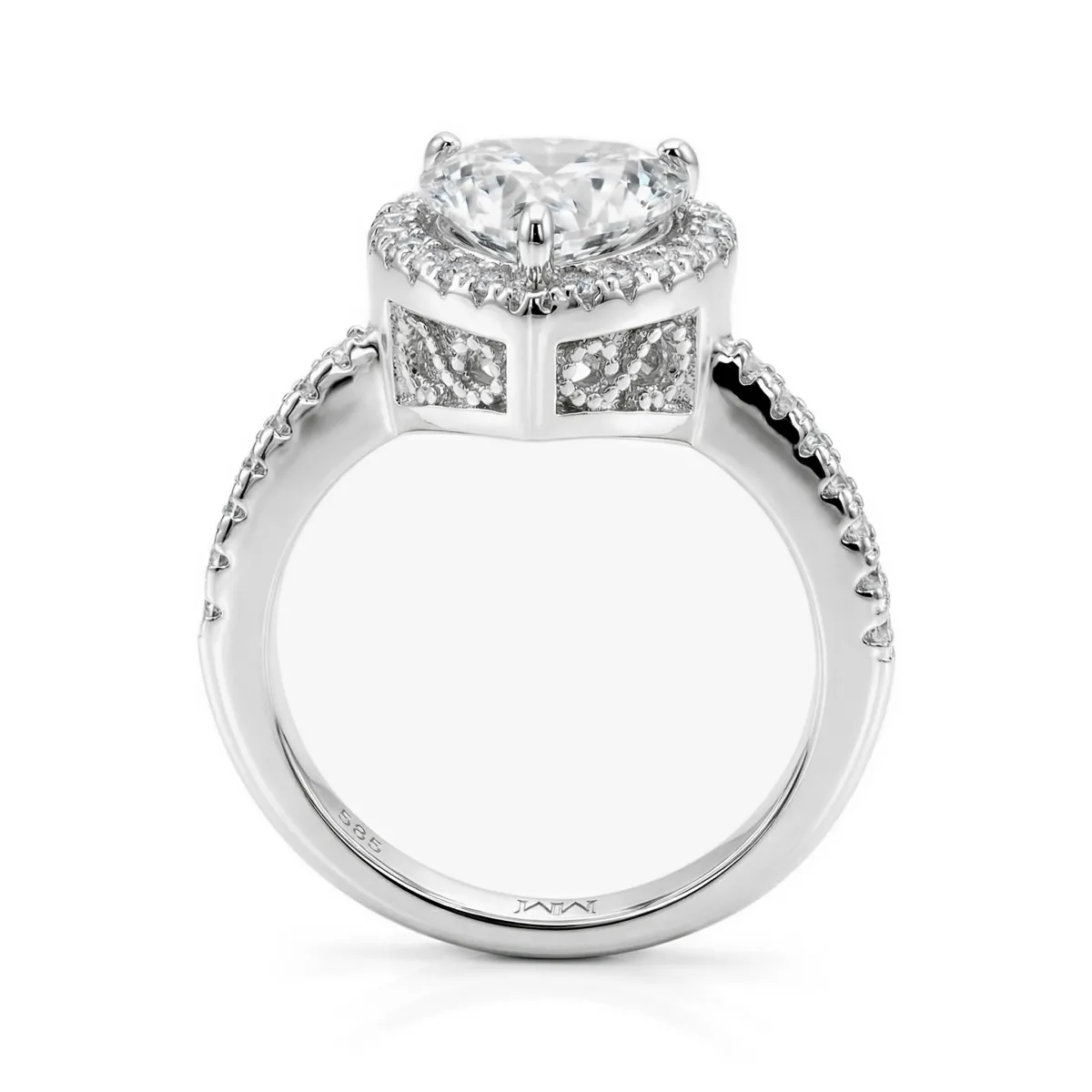 Heartshine - Halo Hart Moissanite Ring Met Zijstenen