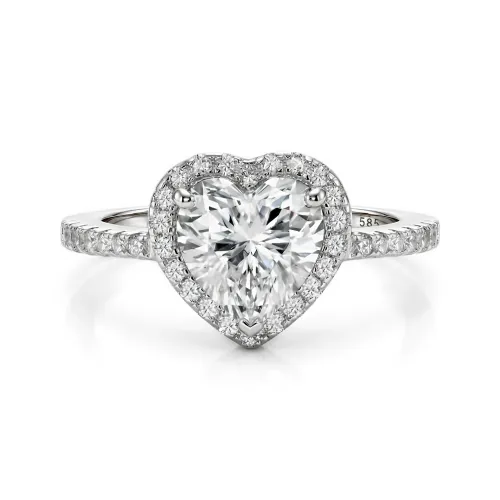 Heartshine – Heart Moissanite Ring in Halo Setting