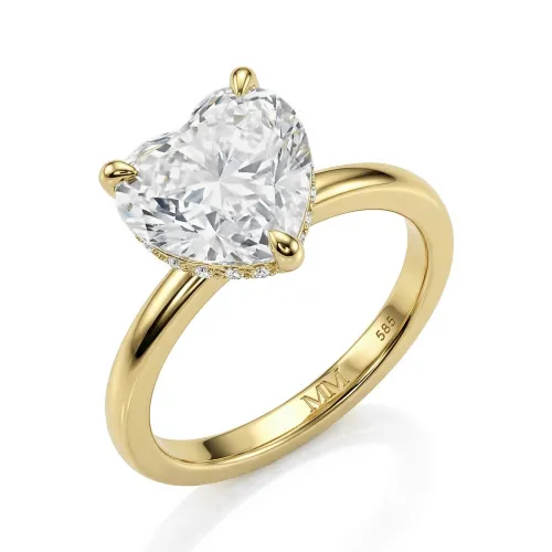 Amorelle - Hartvormige Moissanite Verlovingsring met Hidden Halo