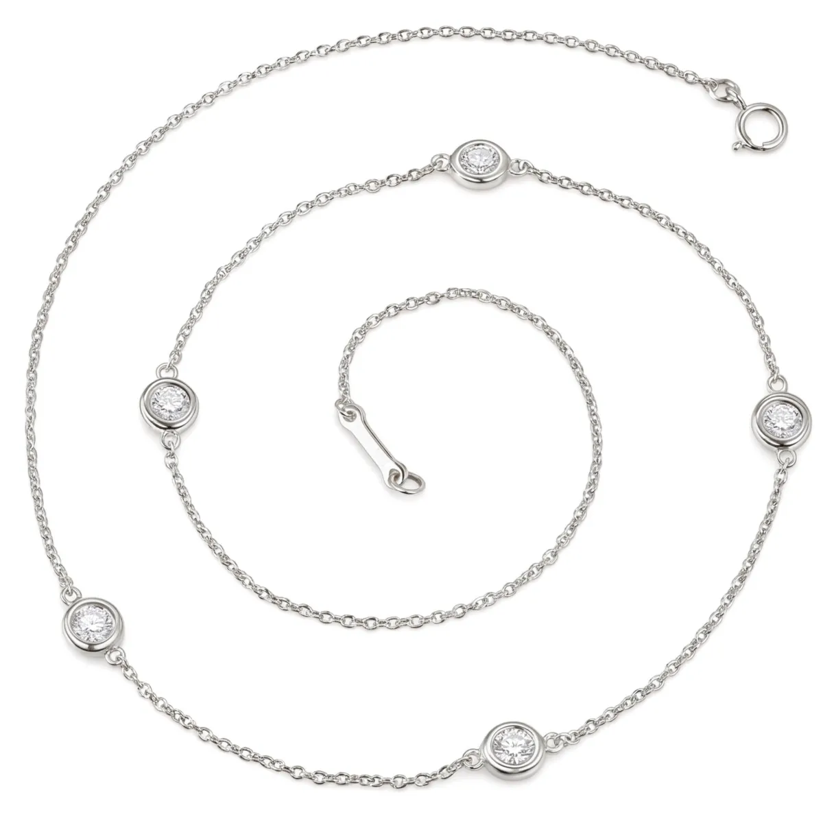 Circa - Bezelzetting Moissanite Ketting met Verstelbare Schakels