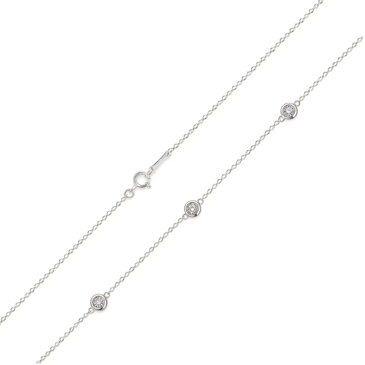 Circa - Bezelzetting Moissanite Ketting met Verstelbare Schakels