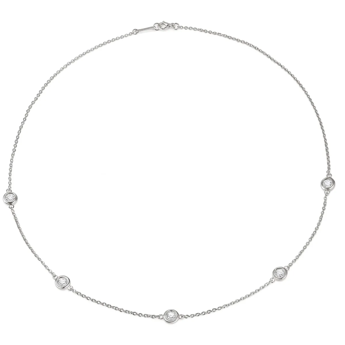 Circa - Bezelzetting Moissanite Ketting met Verstelbare Schakels