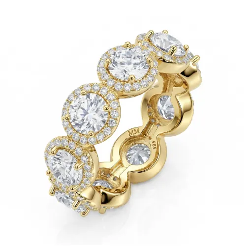 Allegra - Moissanite Eternity Ring met Halo en Accentstenen