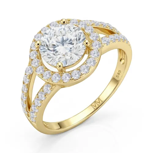 Regalyn - Moissanite Verlovingsring Met Halo En Split-Shank Design