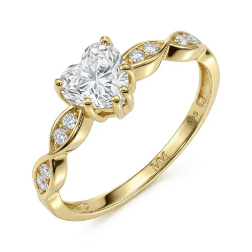 Affection - Hart Geslepen Moissanite Verlovingsring Met Gedraaide Band
