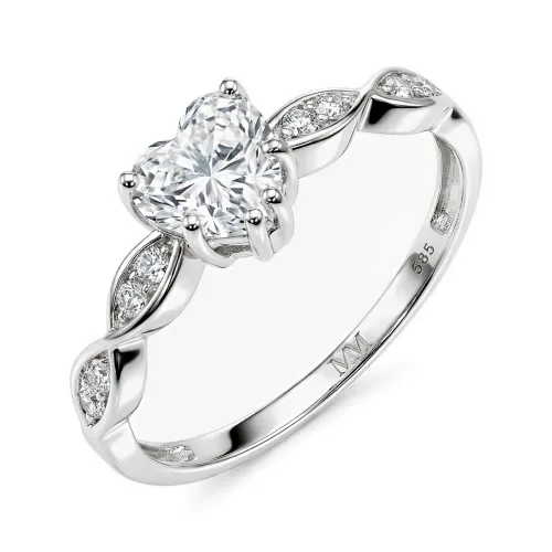 Affection - Hart Geslepen Moissanite Verlovingsring Met Gedraaide Band