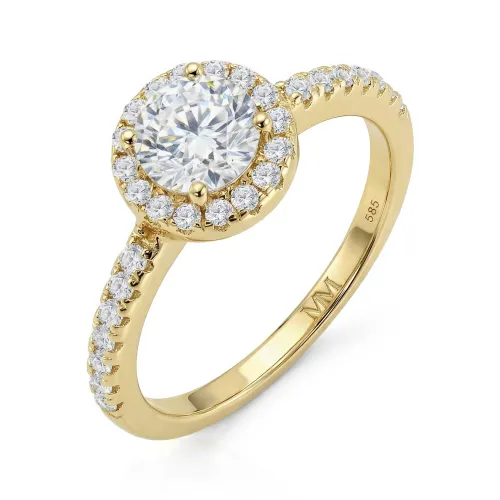 Dynara - Moissanite Verlovingsring Met Halo En Pavé Band
