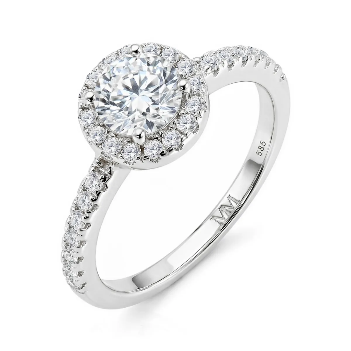Dynara - Moissanite Verlovingsring Met Halo En Pavé Band