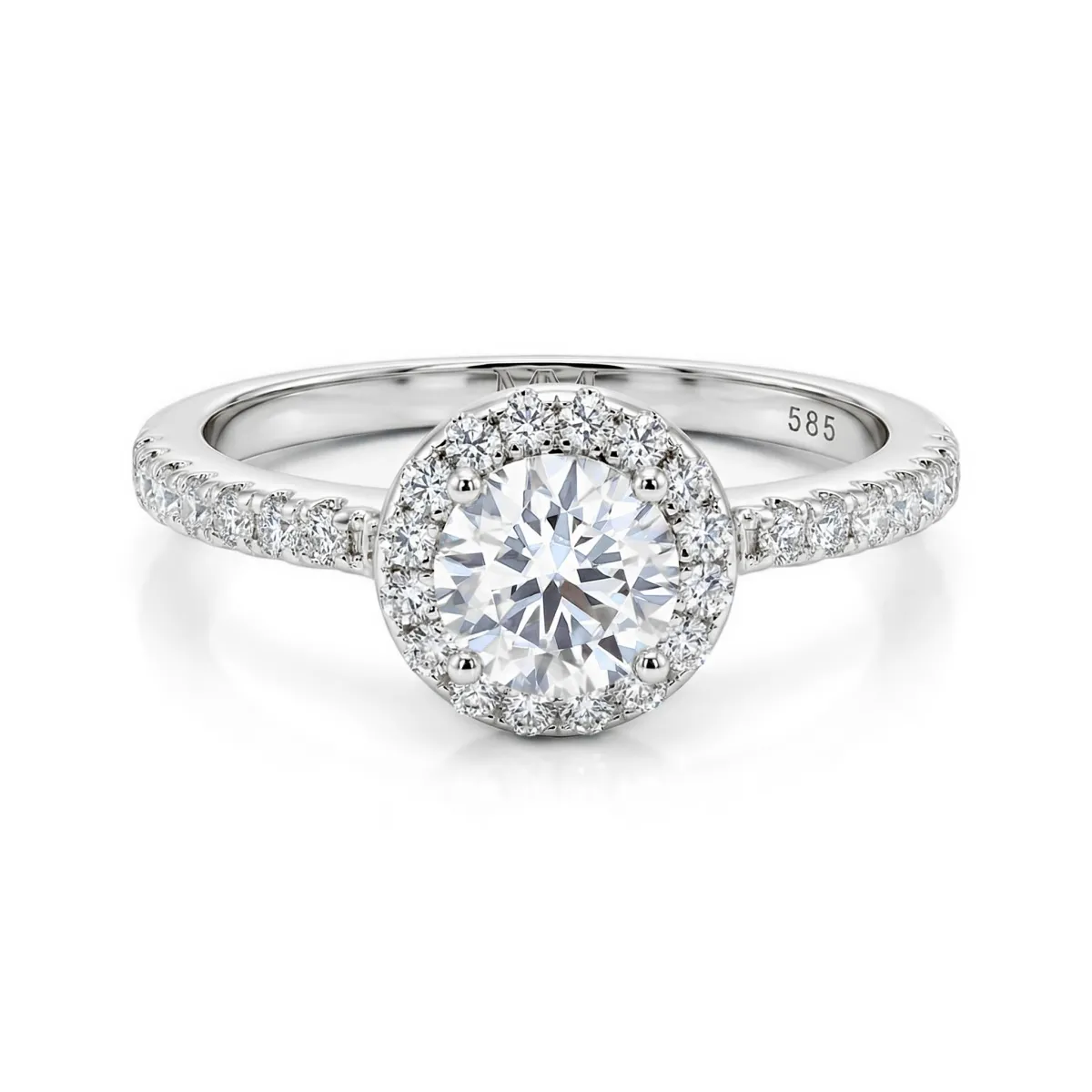 Dynara - Moissanite Verlovingsring Met Halo En Pavé Band