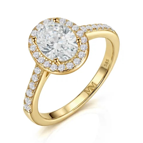 Orletta - Ovaal Moissanite Verlovingsring met Pavé Halo en Band