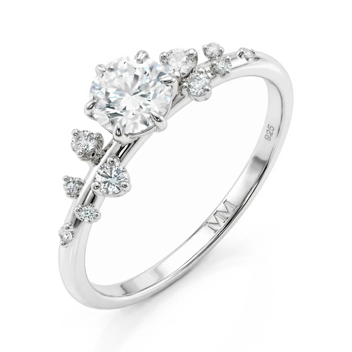  Aurora - Moissaniet ring met minimalistische zijstenen