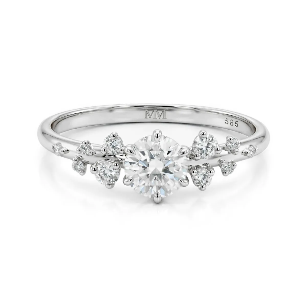  Aurora - Moissaniet ring met minimalistische zijstenen