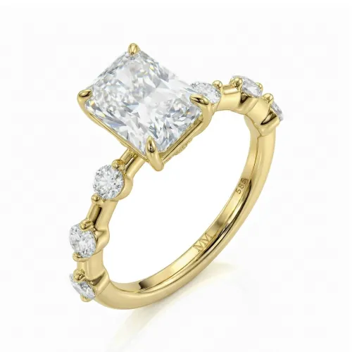 Isla - Radiant Geslepen Moissanite Ring met Zijstenen