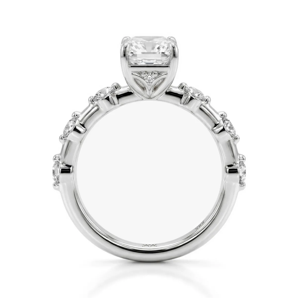 Isla - Radiant Geslepen Moissanite Ring Met Zijstenen