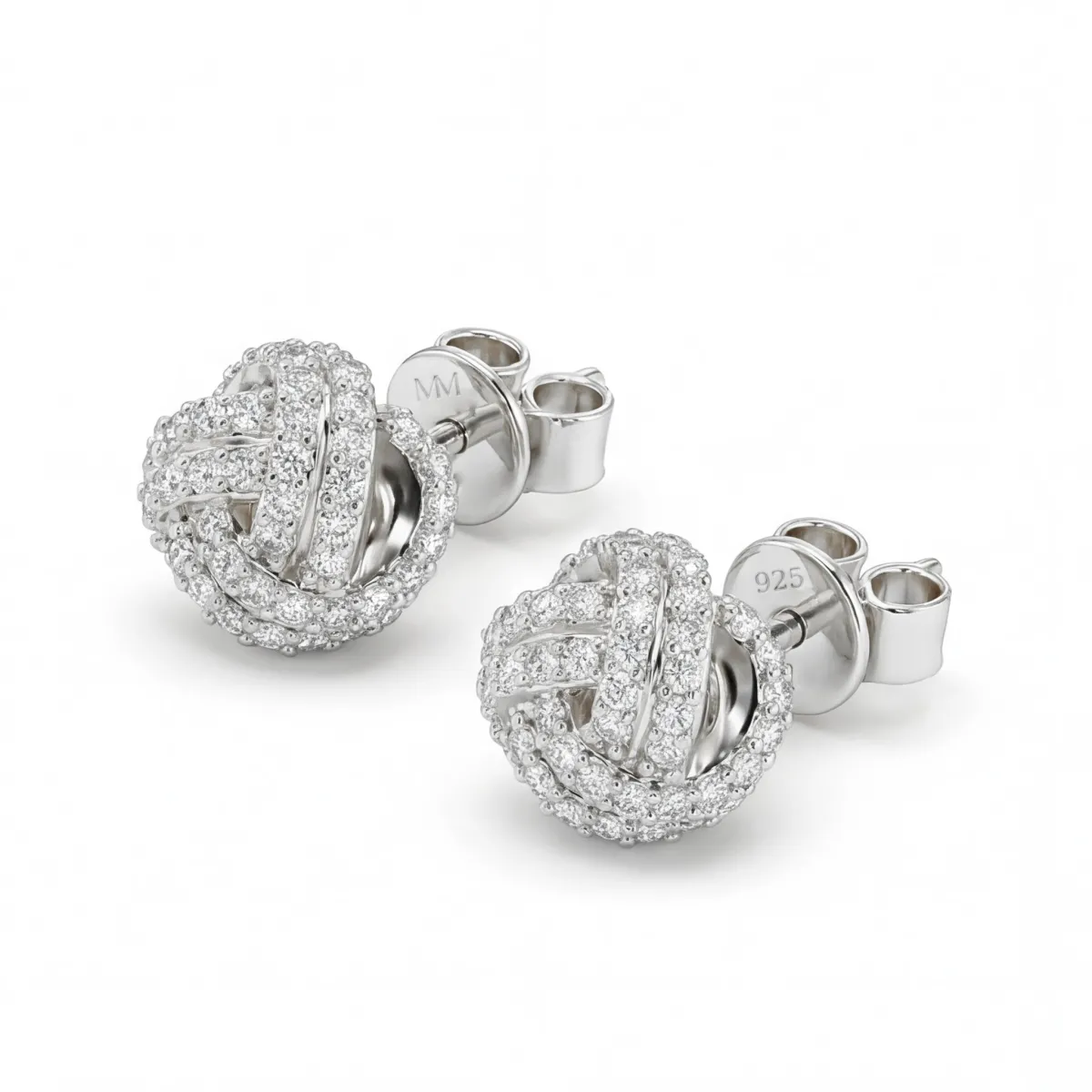 Cluster Bollen - Moissanite Stud Oorbellen in Pavé Zetting