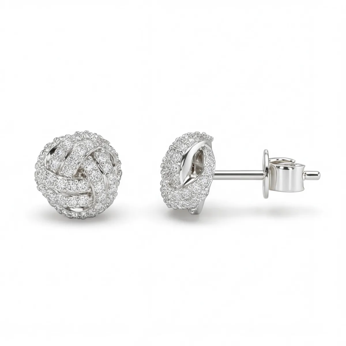 Cluster Bollen - Moissanite Stud Oorbellen in Pavé Zetting