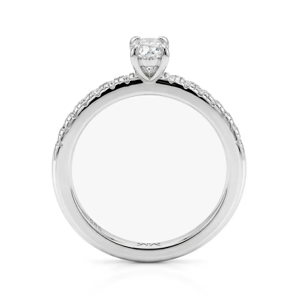 Nina Ring - Ovaal Moissanite Ring met Pavé Zijstenen