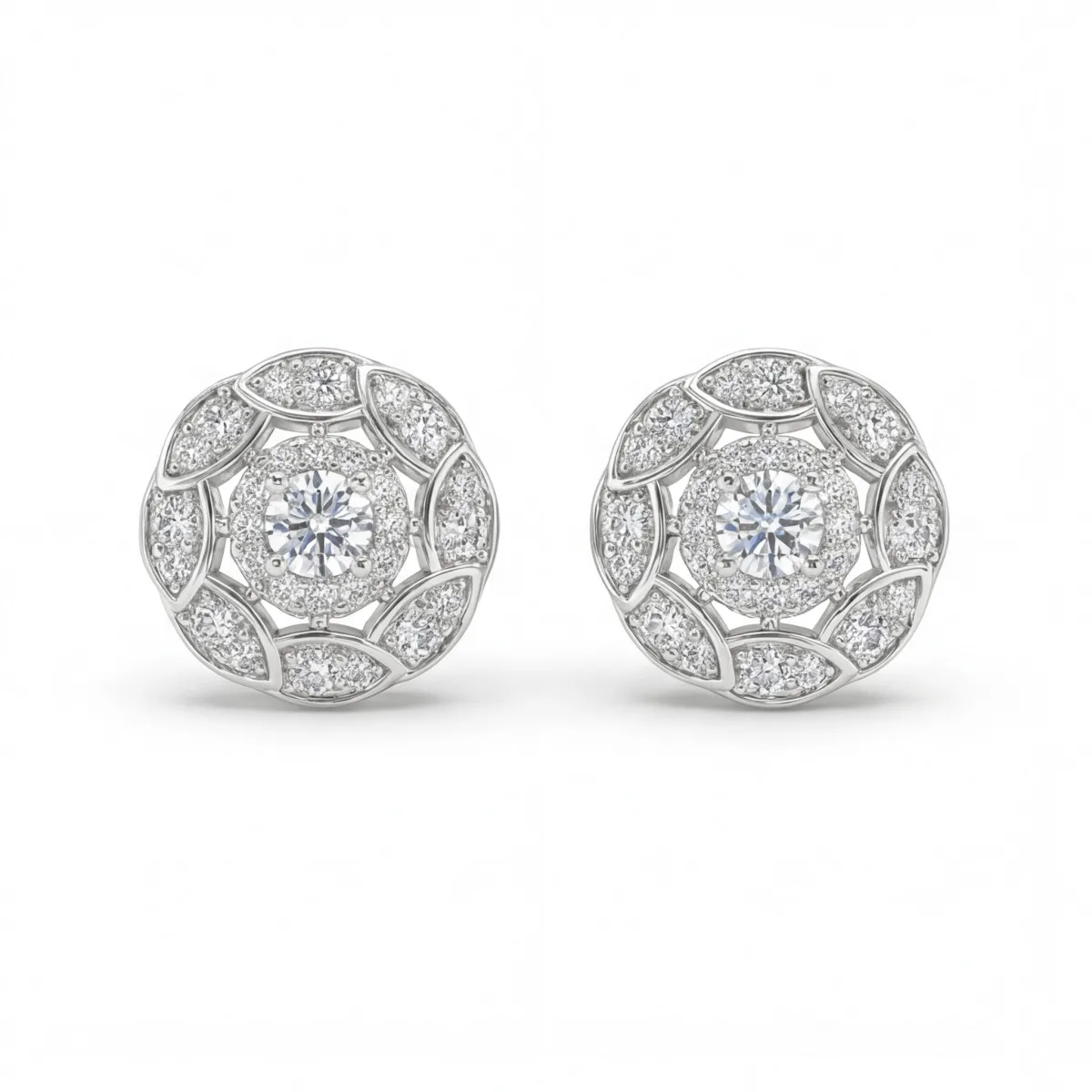 Dubbele Halo - Moissanite Stud Oorbellen in Halo Setting