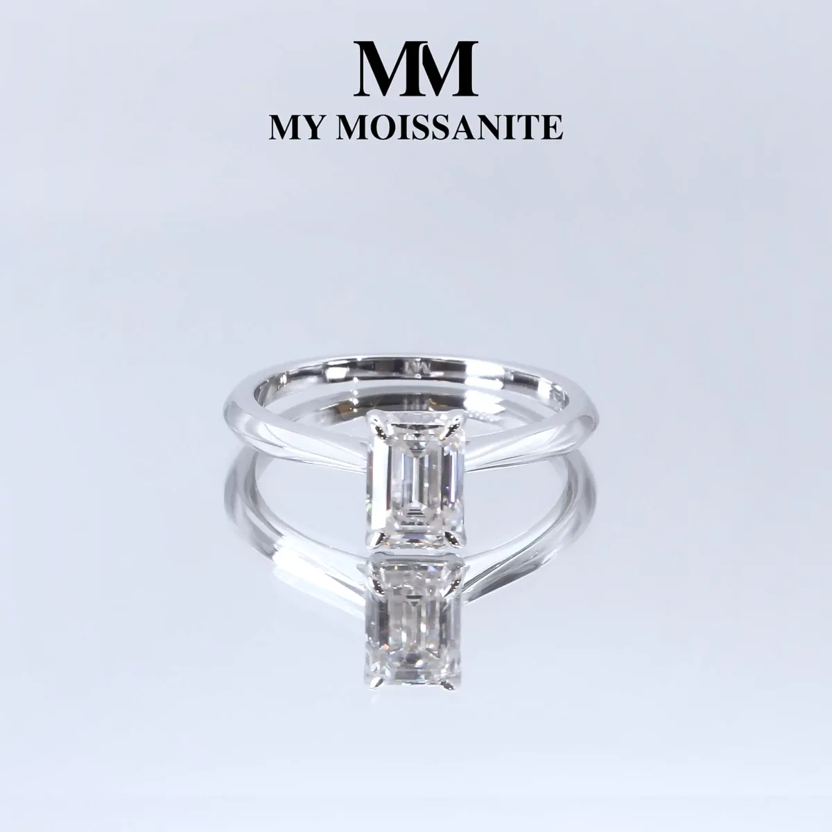 Elysium - Smaragd Solitair Moissanite Ring | My Moissanite