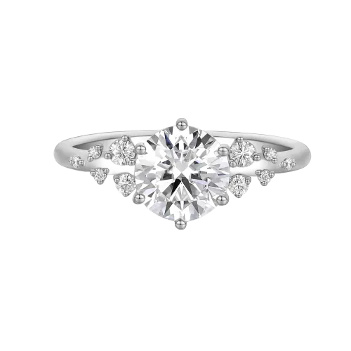 Aurora - Moissanite Ring met Minimalistische Zijstenen