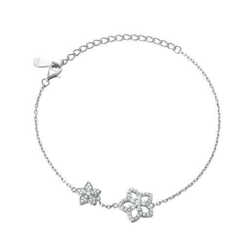 Fiorella - Regulowany Bransoletka z Moissanitem w Kształcie Kwiatu z Oprawą Pavé