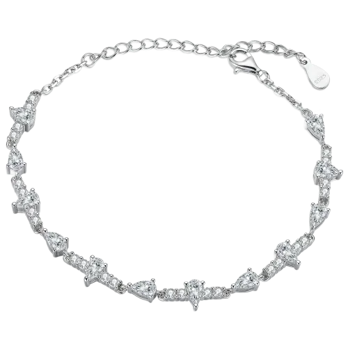 Perlette - Bransoletka z Moissanitem o Szlifie Gruszkowym i Eleganckiej Symetrii