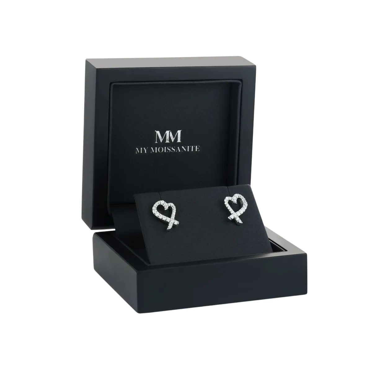 Heart Strings - Moissanite oorbellen in pavé zetting