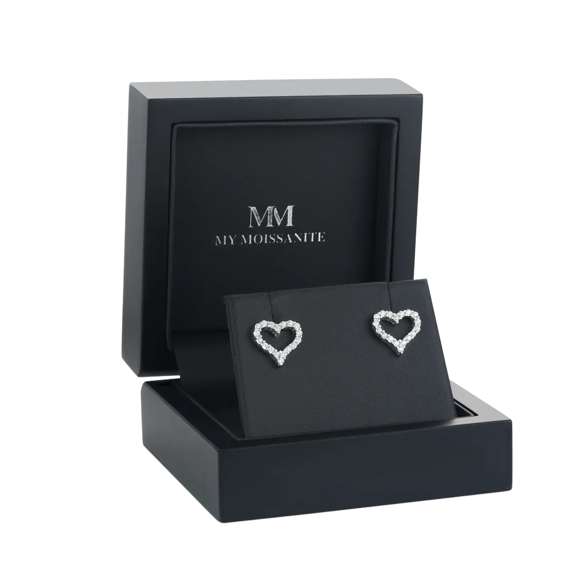 Corazon - Moissanite oorbellen in hartvormige pavé zetting