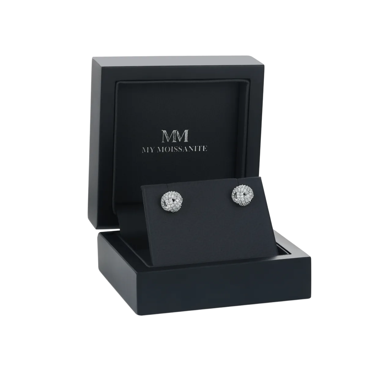 Cluster Bollen - Moissanite Stud Oorbellen in Pavé Zetting