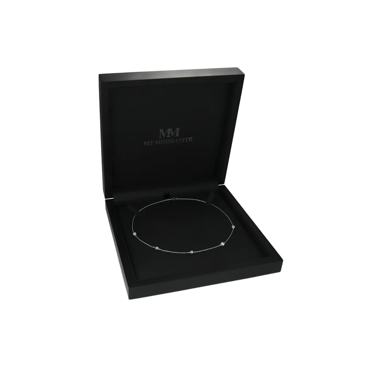 Circa - Bezelzetting Moissanite Ketting met Verstelbare Schakels