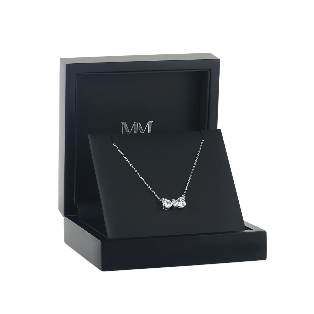 Pairle - Tweeling Hart Geslepen Moissanite Halsketting met Centrale Pavé Bar