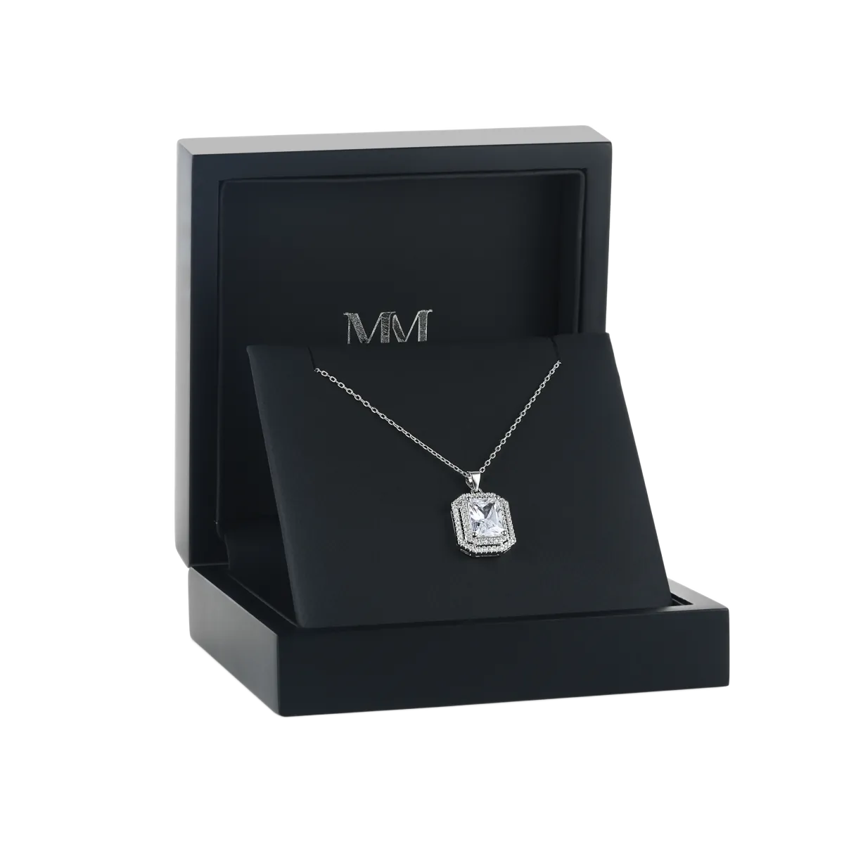 Cristallo - Radiant Geslepen Dubbele Halo Moissanite Hanger Ketting