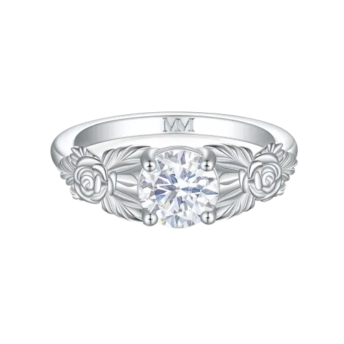 Roselle - Floral Moissanite Engagement Ring with Pavé Setting