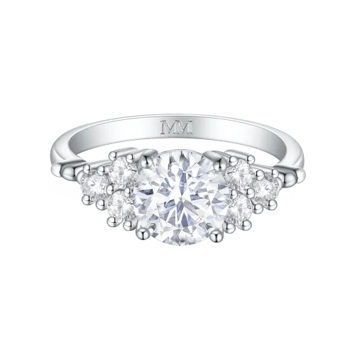 Astral - Moissanitowy Pierścionek Zaręczynowy z Dodatkowymi Kamieniami