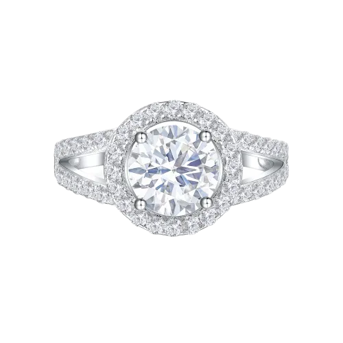 Regalyn - Moissanite Engagement Ring With Halo and Split Shank Design