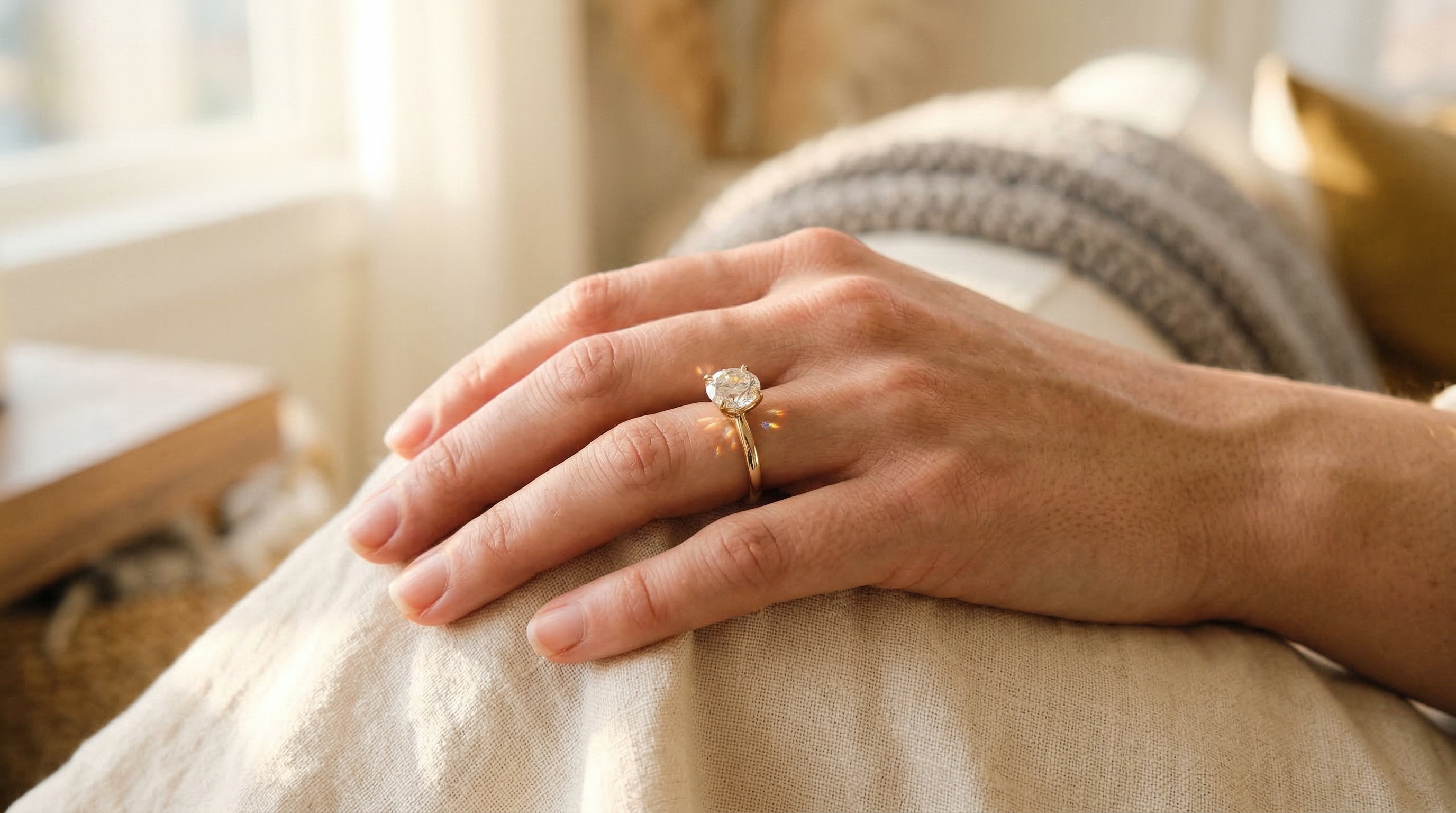 Moissanite verlovingsring met heldere schittering en lichtweerkaatsing