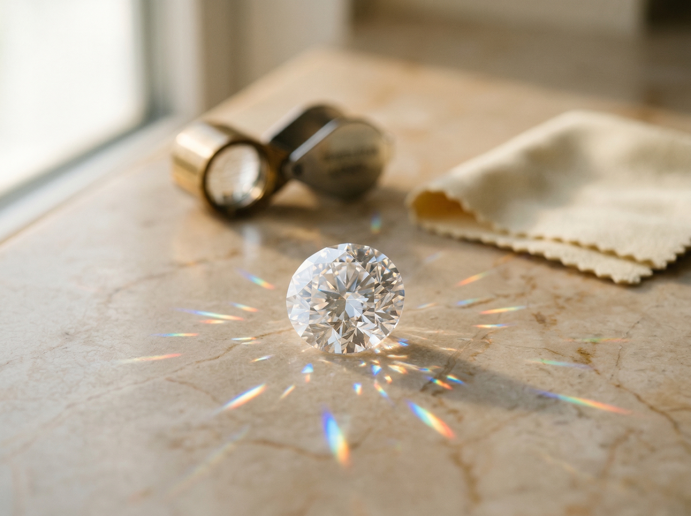 Moissanite edelsteen die natuurlijk licht vangt met intense schittering
